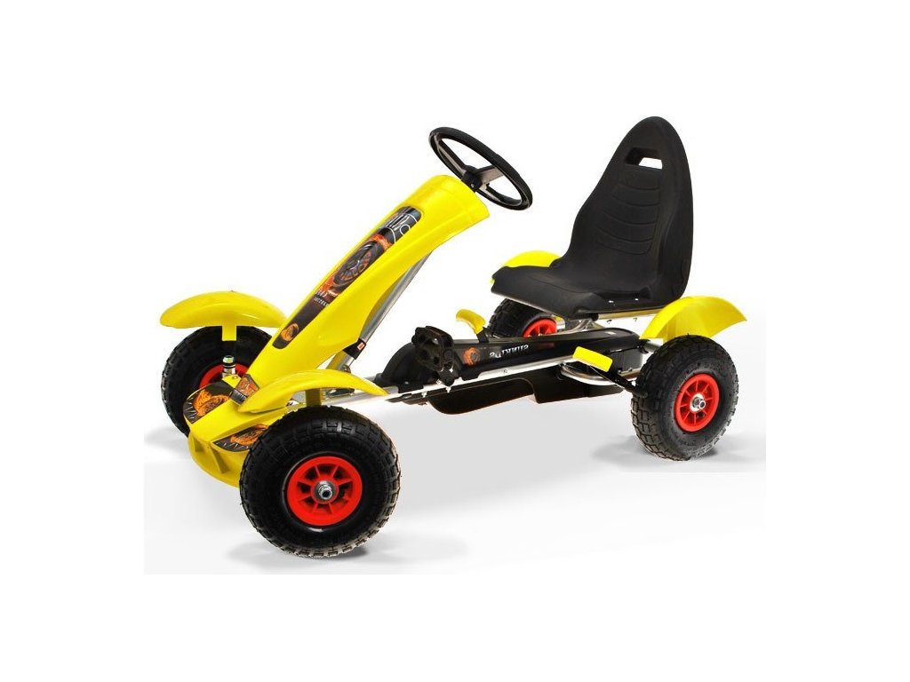 recenze Dětská šlapací motokára s nafukovacími koly žlutá - ElektrickéAutíčko.cz