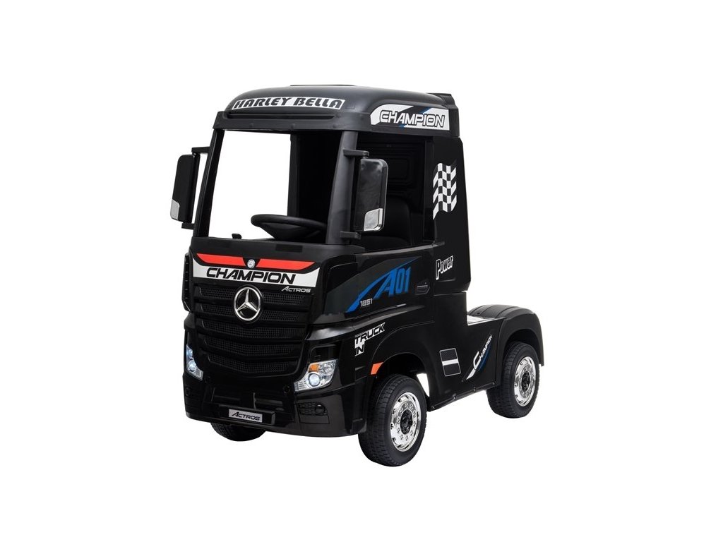 recenze Dětský elektrický kamion Mercedes-Benz Actros 4x4 MP4 lakovaný černý - ElektrickéAutíčko.cz
