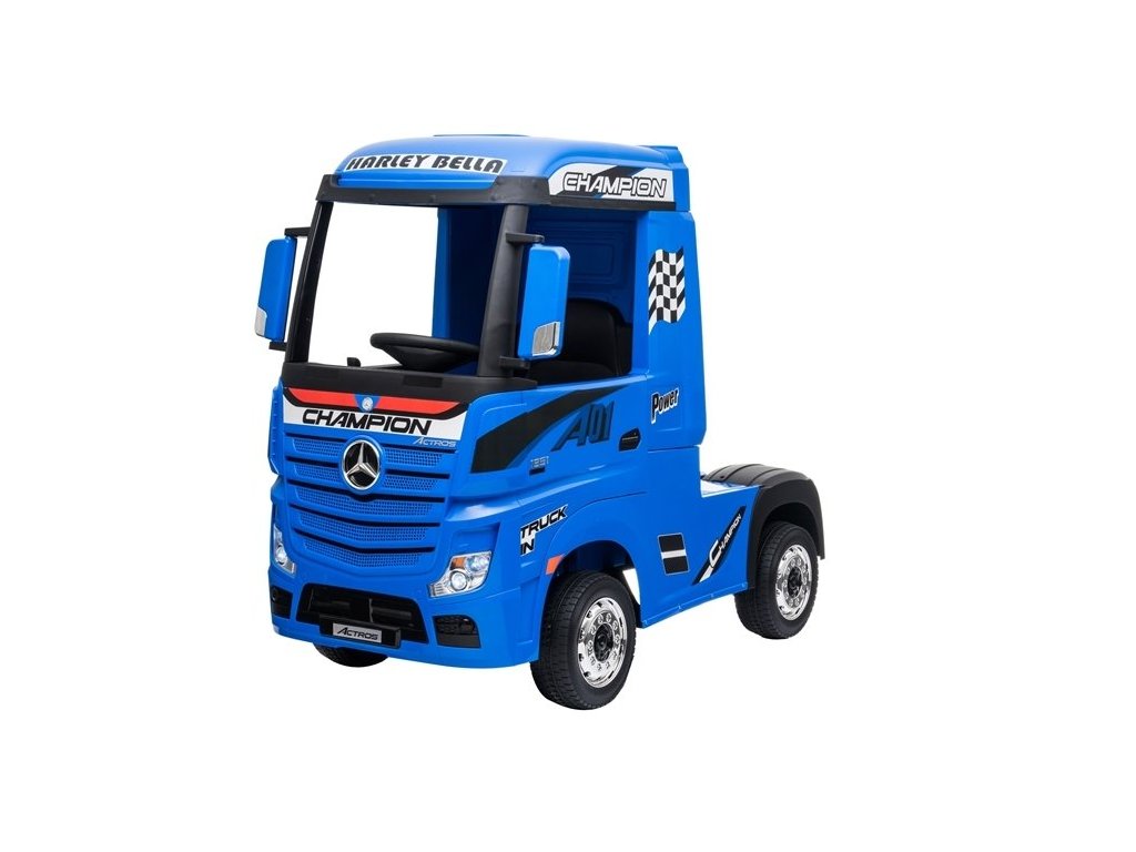 recenze Dětský elektrický kamion Mercedes-Benz Actros 4x4 MP4 lakovaný modrý - ElektrickéAutíčko.cz
