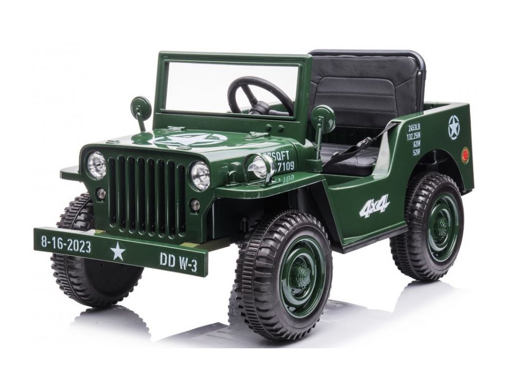 recenze Dětský elektrický vojenský Jeep Willys 4x4 zelený - ElektrickéAutíčko.cz