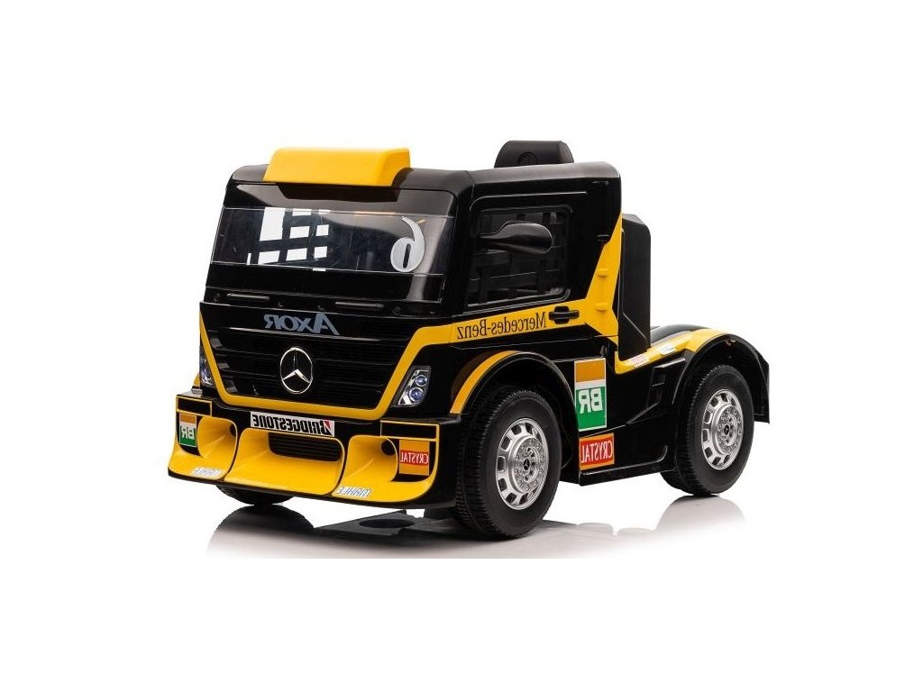 recenze Dětský elektrický kamion Mercedes Axor LCD žlutý - ElektrickéAutíčko.cz