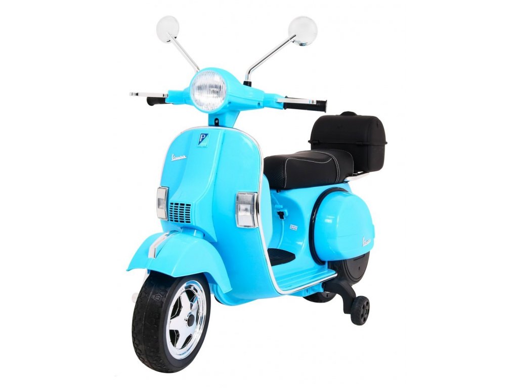 recenze Dětský elektrický skútr Vespa modrý - ElektrickéAutíčko.cz